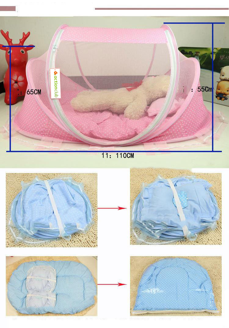 Foldable Baby Bed Net with Pillow – 2-Piece Set: Comfort and Protection for Your Little One