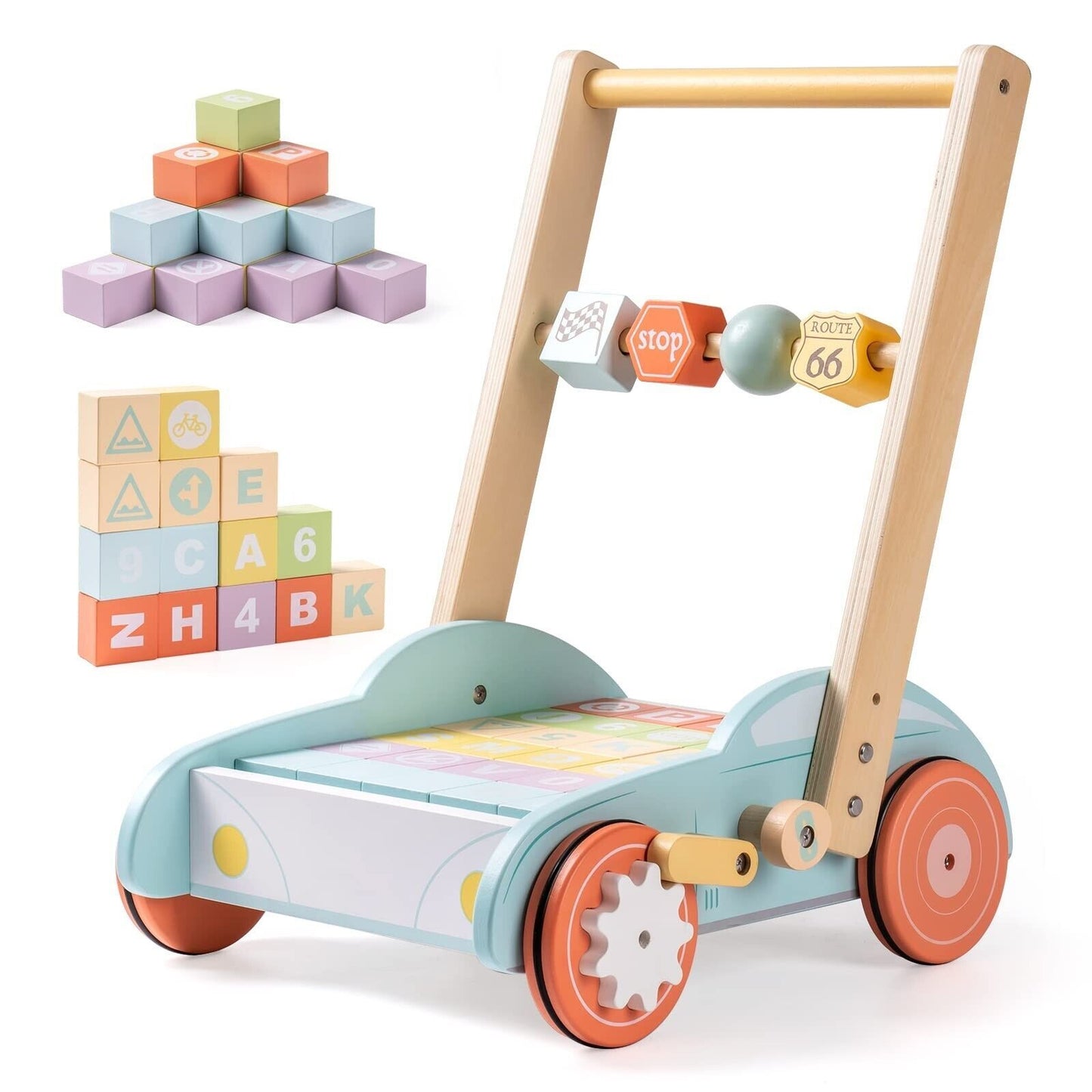 Wooden Baby Walker with ABC & 123 Traffic Signs – The Perfect Gift for Toddlers!