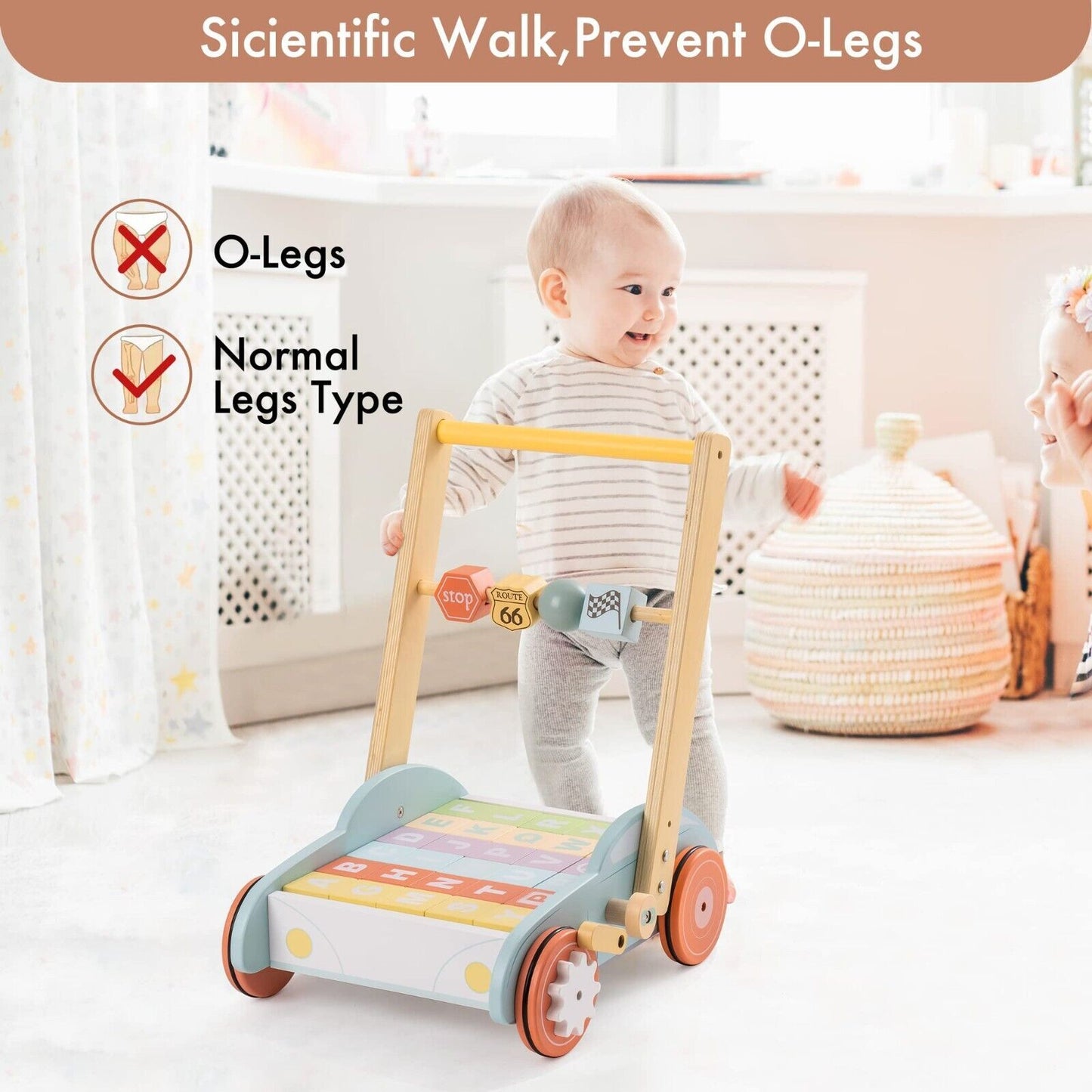 Wooden Baby Walker with ABC & 123 Traffic Signs – The Perfect Gift for Toddlers!