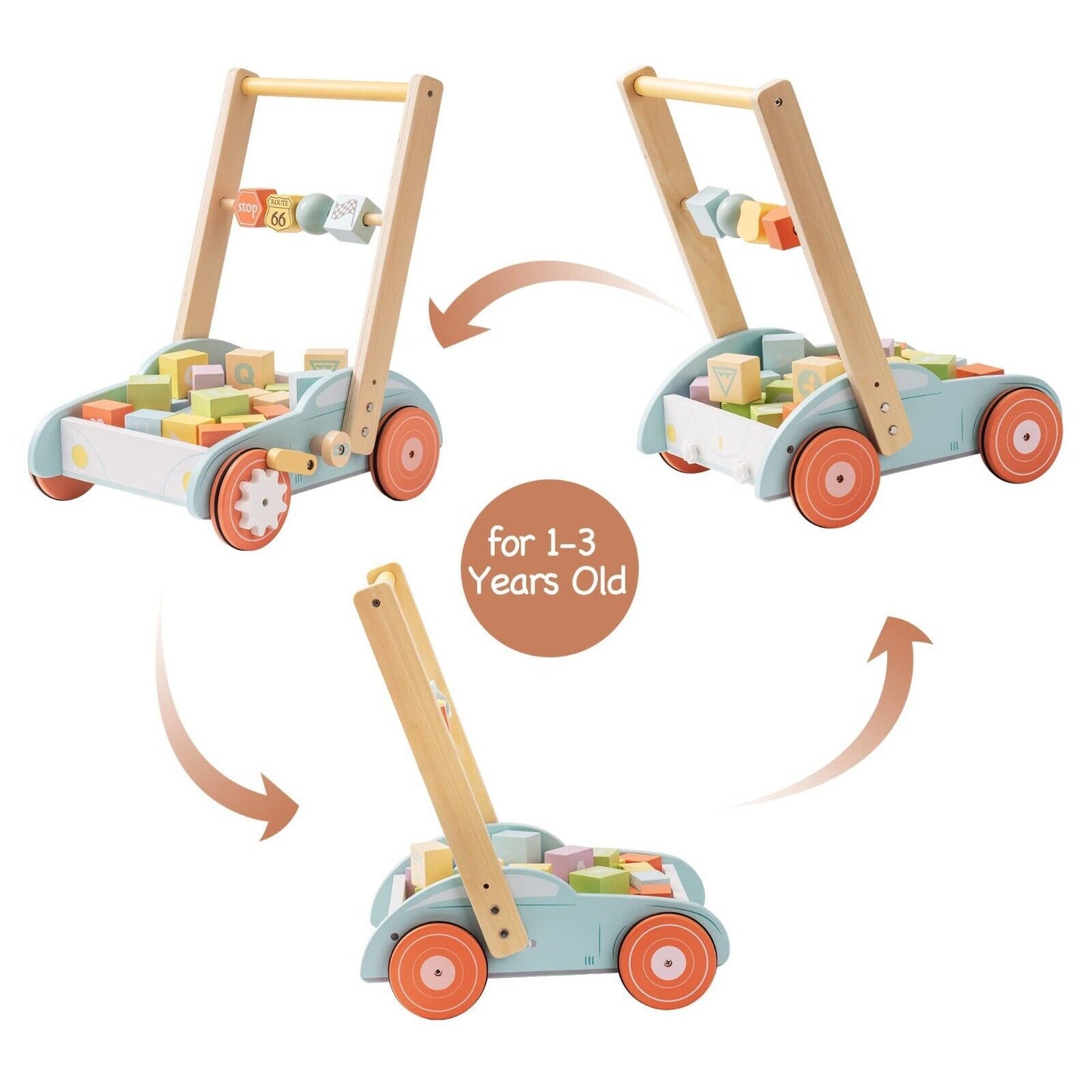 Wooden Baby Walker with ABC & 123 Traffic Signs – The Perfect Gift for Toddlers!