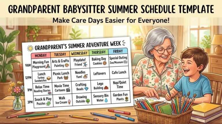Grandparent Babysitter Summer Schedule Template
