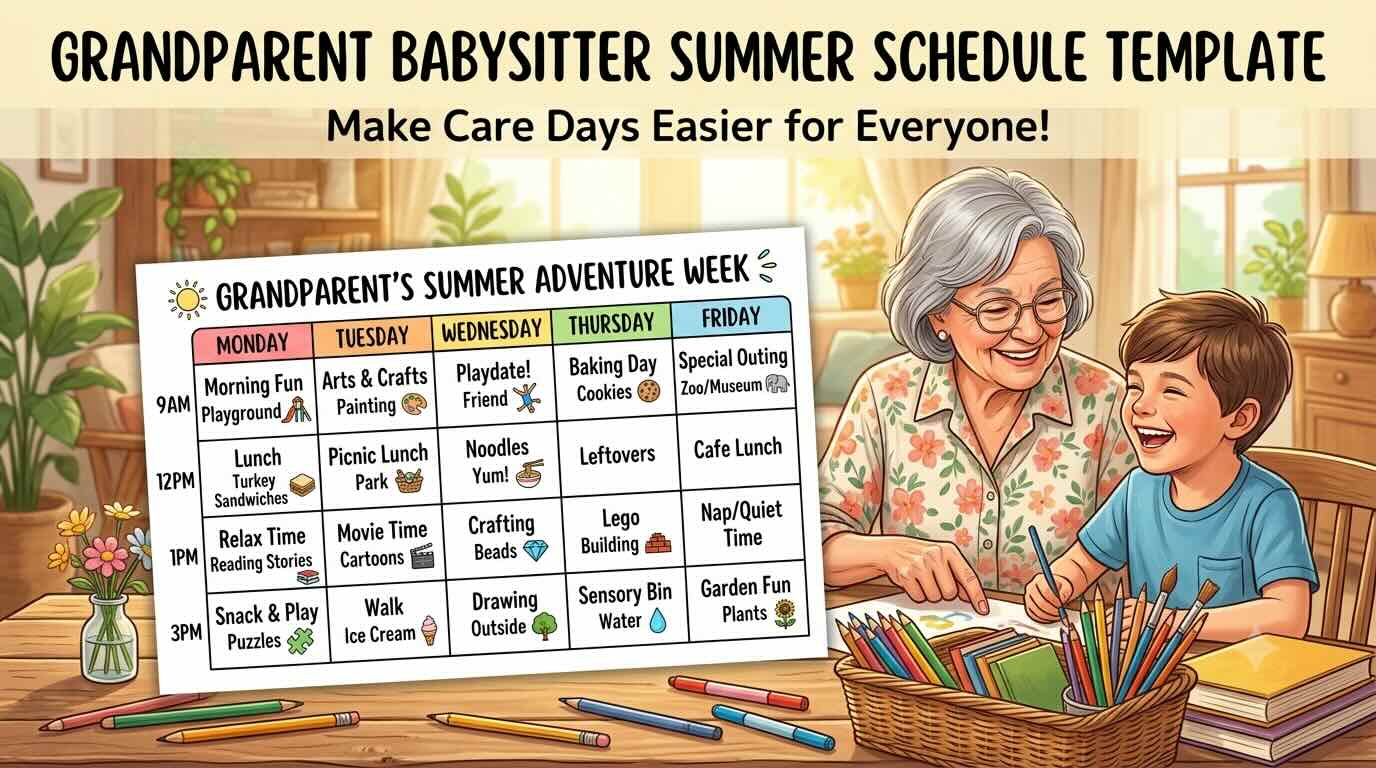 Grandparent Babysitter Summer Schedule Template