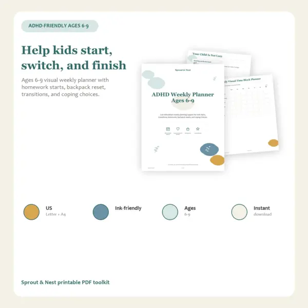 ADHD-Friendly Weekly Executive Function Planner for Kids Ages 6-9 featured listing 1600