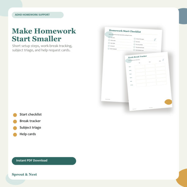 ADHD Homework Routine Checklist Printable featured image
