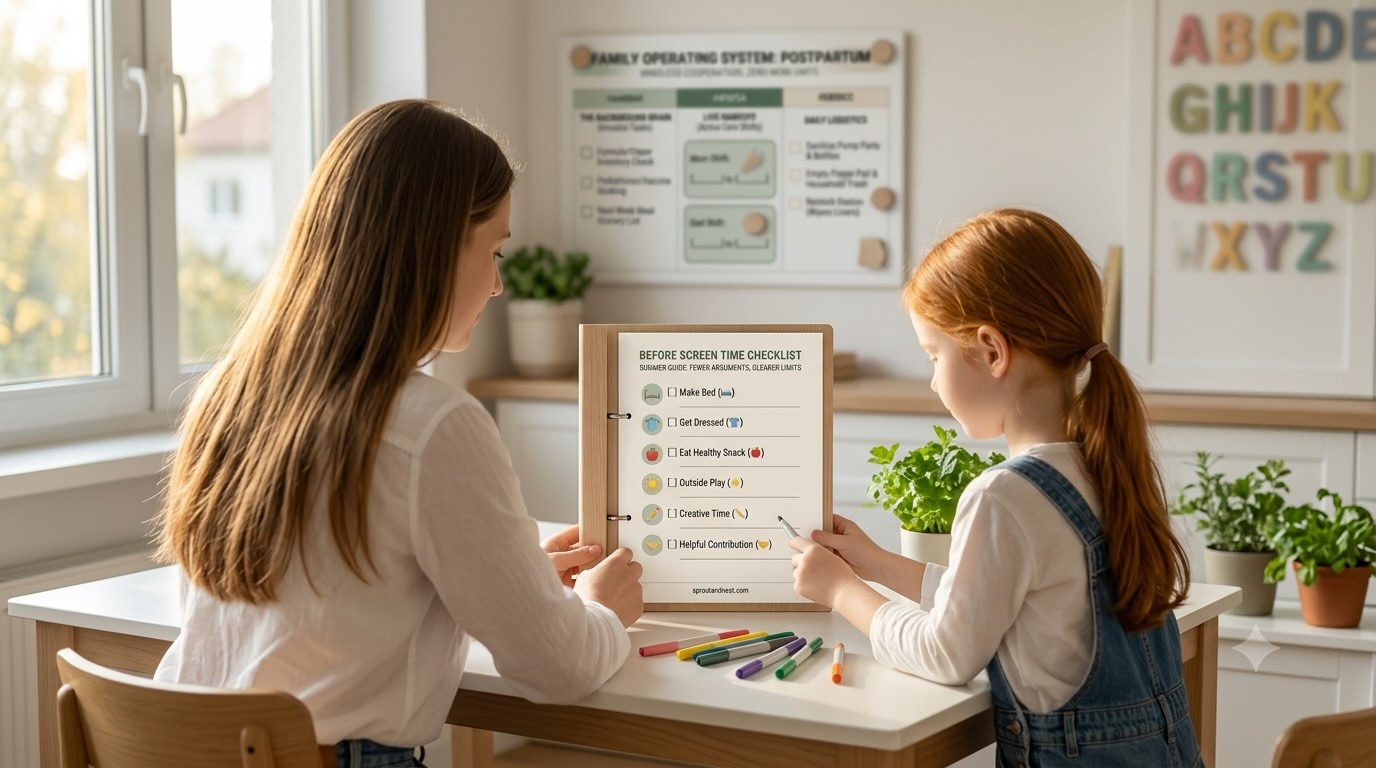 before screen time checklist summer - summer family routine guide