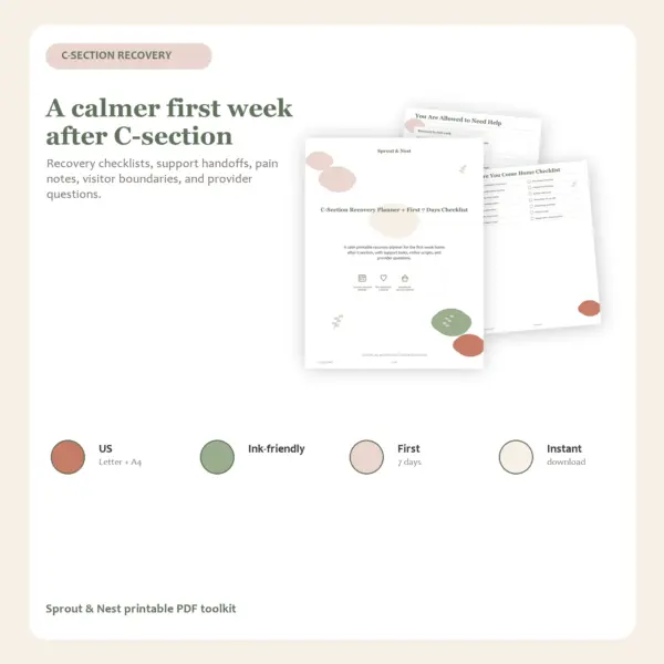 C-Section Recovery Planner + First 7 Days Checklist featured listing 1600