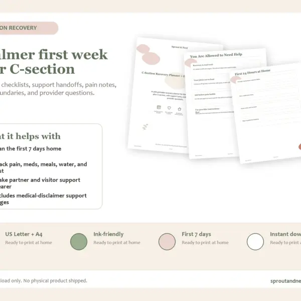 C-Section Recovery Planner + First 7 Days Checklist sales info 2000x1500