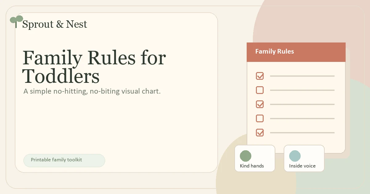 Printable family rules chart for toddlers who hit bite push or grab