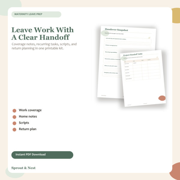 Maternity Leave Handover Checklist Printable featured image
