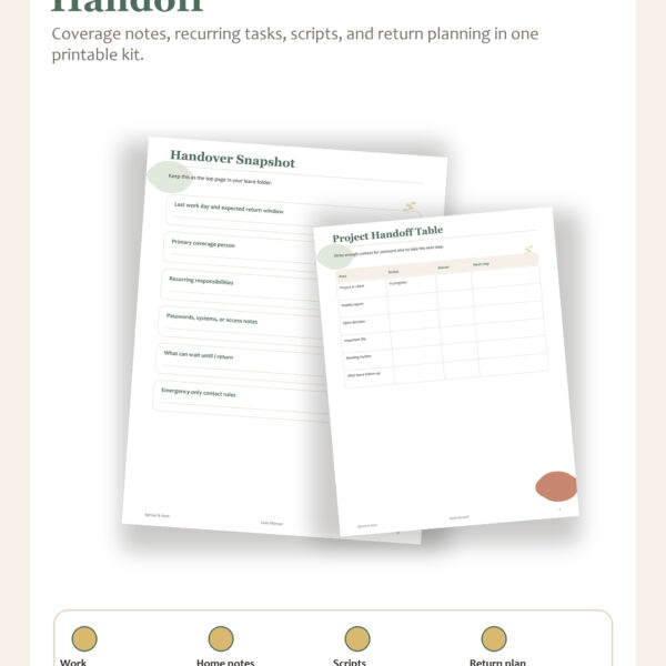 Maternity Leave Handover Checklist Printable Pinterest pin image
