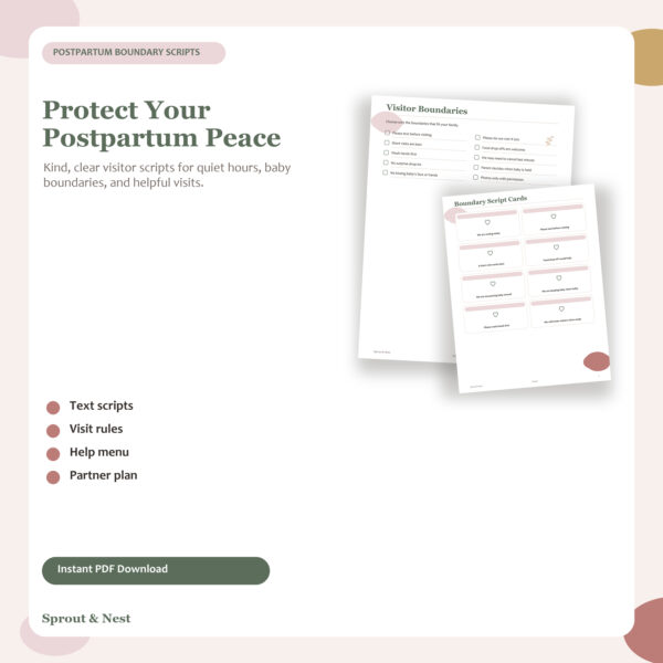 Postpartum Visitor Boundaries Scripts Printable featured image