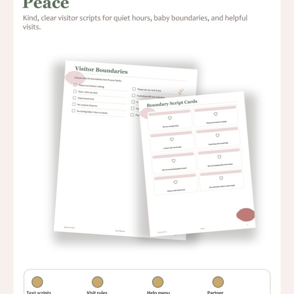 Postpartum Visitor Boundaries Scripts Printable Pinterest pin image