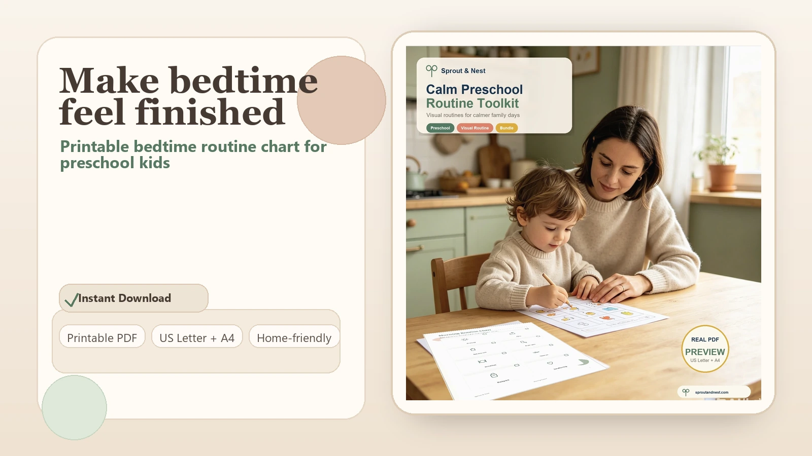 preschool bedtime routine chart