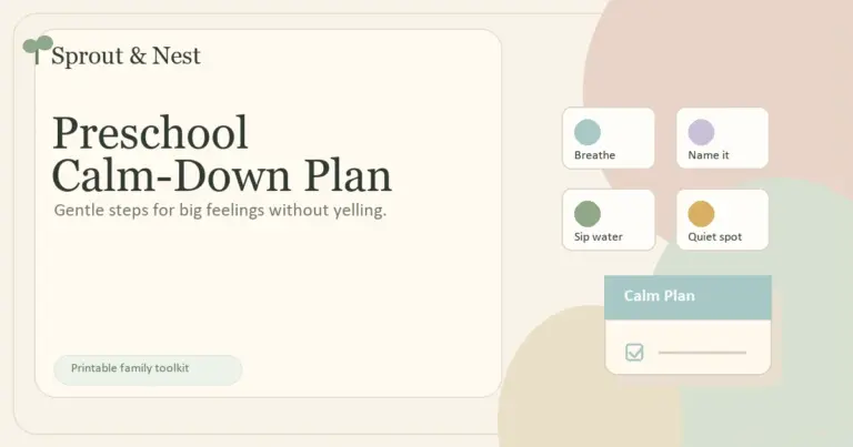 Printable preschool calm down plan for big feelings and meltdowns