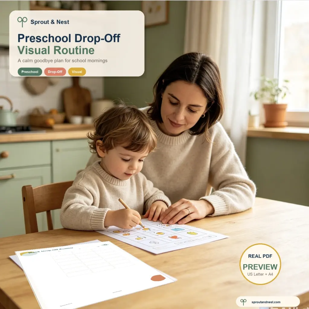 Preschool Drop-Off Calm Goodbye Kit printable preview