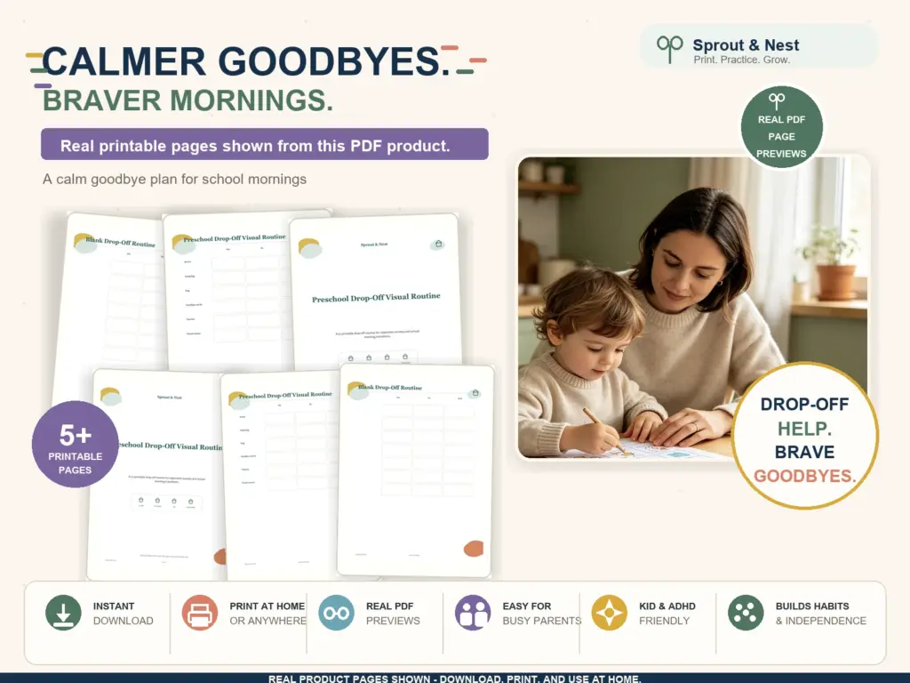 Preschool Drop-Off Calm Goodbye Kit inside pages preview