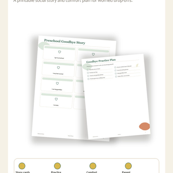 Preschool Separation Anxiety Social Story Printable Pinterest pin image
