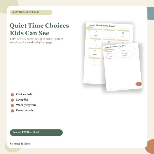 Quiet Time Choice Board Printable featured image