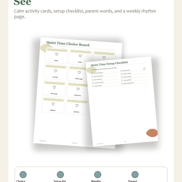 Quiet Time Choice Board Printable Pinterest pin image