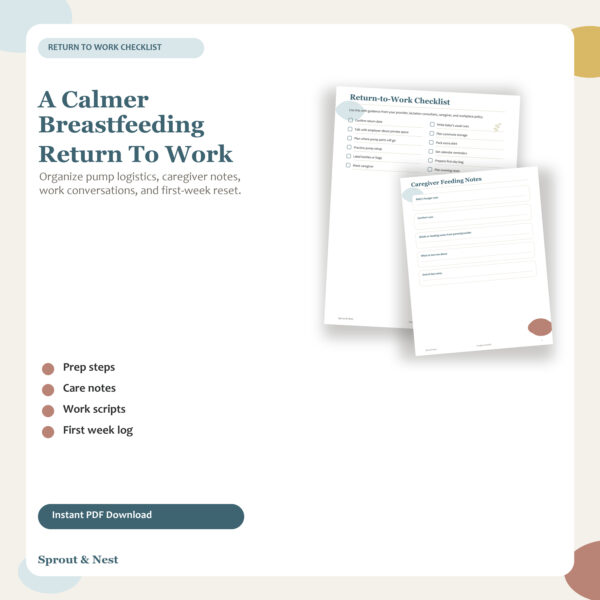 Return to Work Breastfeeding Checklist Printable featured image