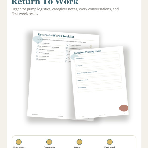 Return to Work Breastfeeding Checklist Printable Pinterest pin image