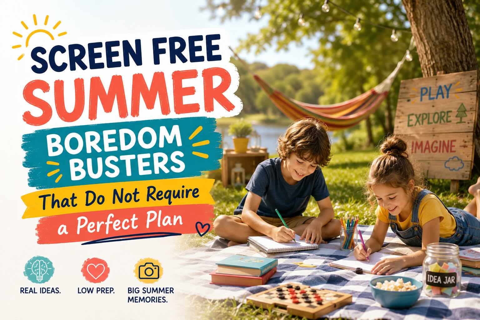 screen free summer boredom busters - summer family routine guide