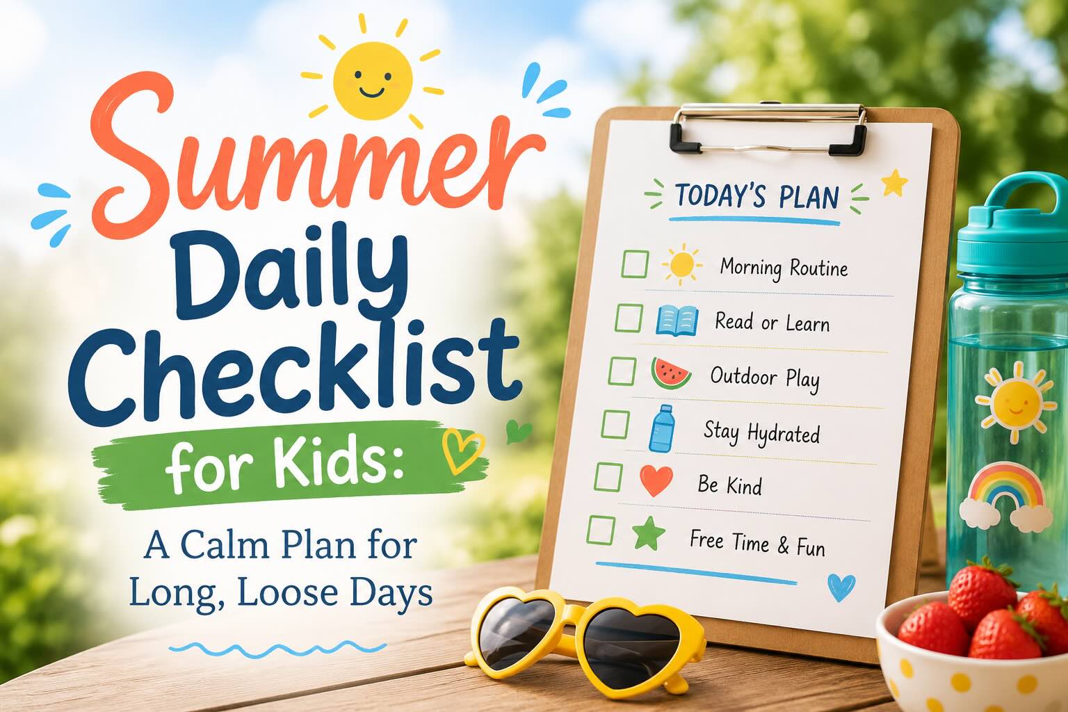 summer daily checklist for kids - summer family routine guide